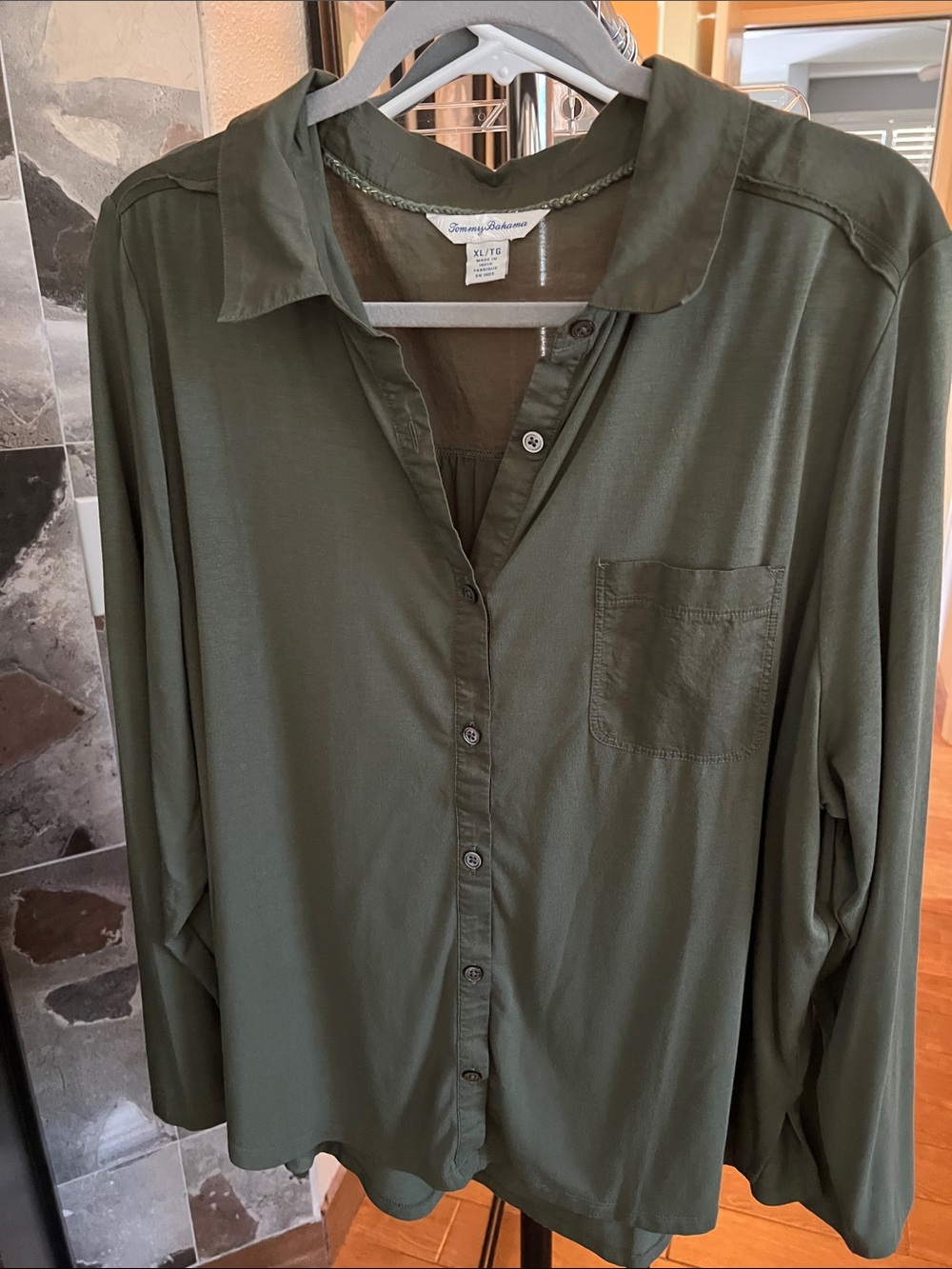 Tommy Bahama Olive Green Long-Sleeve Button-Up Shirt